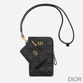Dior Caro Multifunctional Pouch Cannage Calfskin Black