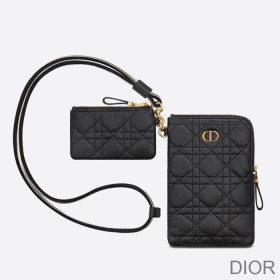 Dior Caro Multifunctional Pouch Cannage Calfskin Black