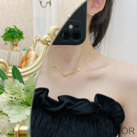 Dior Clair D Lune Necklace Metal and Pearls Gold