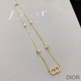 Dior Clair D Lune Necklace Metal and Pearls Gold