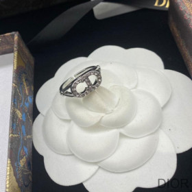 Dior Clair D Lune Ring Palladium Finish Metal and Silver Crystals Silver