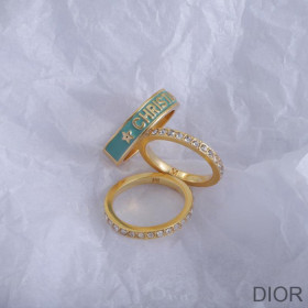 Dior Code Ring Set Metal, Crystals and Lacquer Gold/Green