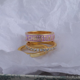 Dior Code Ring Set Metal, Crystals and Lacquer Gold/Purple