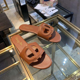 Dior D Club Slides Women Calfskin Brown