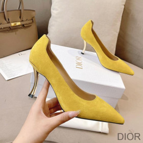 Dior D Fame Pumps Women Suede Yellow