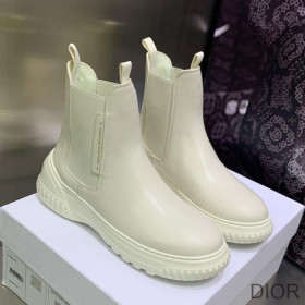 Dior D Racer Ankle Boots Women Calfskin White
