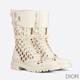 Dior D Trap Ankle Boots Women Matte Calfskin White
