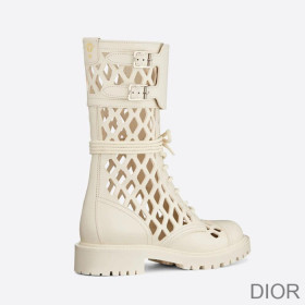 Dior D Trap Ankle Boots Women Matte Calfskin White
