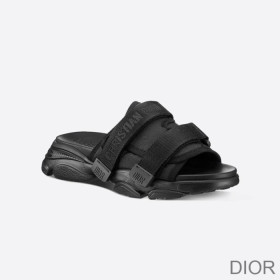 Dior D Wander Slides Women Camouflage Technical Fabric Black