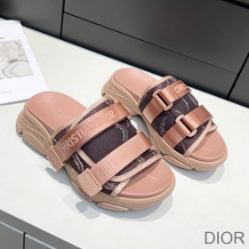 Dior D Wander Slides Women Camouflage Technical Fabric Pink