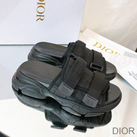 Dior D Wander Slides Women Oblique Technical Fabric Black