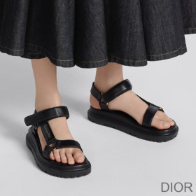 Dior D Wave Sandals Women Lambskin Black