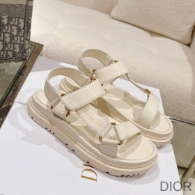 Dior D Wave Sandals Women Lambskin White