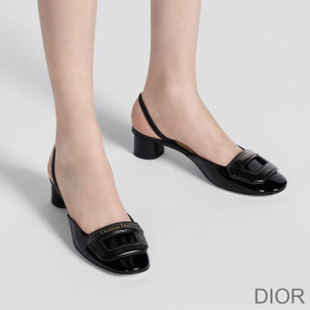 Dior Day Slingback Pumps Women Patent Calfskin Black
