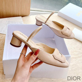 Dior Day Slingback Pumps Women Patent Calfskin Khaki