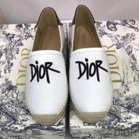 Dior Granville Espadrilles Women Shawn Logo Motif Canvas White