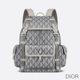 Dior Hit The Road Backpack CD Diamond Motif Canvas Grey