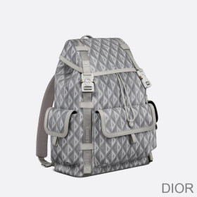 Dior Hit The Road Backpack CD Diamond Motif Canvas Grey