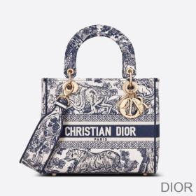 Dior M0565OTDT Dior Medium Lady D lite Bag Toile de Jouy Motif Canvas Blue