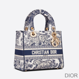 Dior M0565OTDT Dior Medium Lady D lite Bag Toile de Jouy Motif Canvas Blue