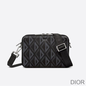 Dior Messenger Pouch CD Diamond Motif Canvas Black