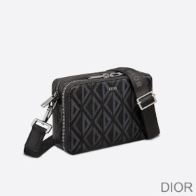 Dior Messenger Pouch CD Diamond Motif Canvas Black