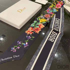 Dior Mitzah Twill D Floral Silk Navy Blue