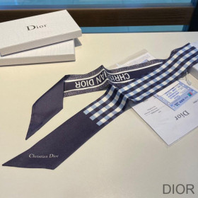 Dior Mitzah Twill D Little Vichy Silk Navy Blue