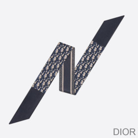 Dior Mitzah Twill Oblique Silk Navy Blue