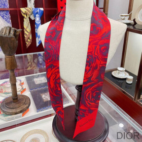 Dior Mitzah Twill Rose Print Silk Red