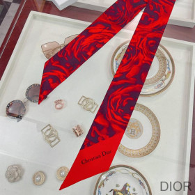Dior Mitzah Twill Rose Print Silk Red