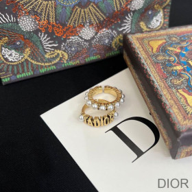Dior Open Chain Dior J''Adior Ring Set Metal and Resin Pearls Gold