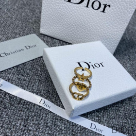 Dior Open Chain Knuckle Ring Set Metal and White Crystals Gold