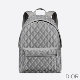 Dior Rider Backpack CD Diamond Motif Canvas Grey Bag