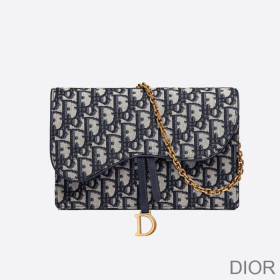 Dior Saddle Pouch Oblique Motif Canvas Blue