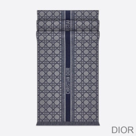 Dior Scarf Cannage Cashmere and Virgin Wool Navy Blue