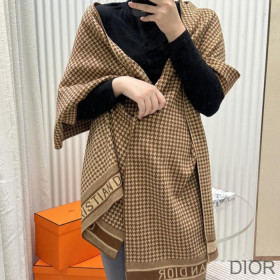 Dior Scarf Houndstooth Cashmere Brown