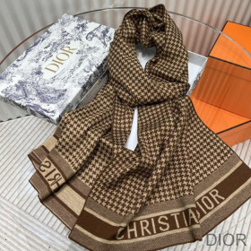 Dior Scarf Houndstooth Cashmere Brown