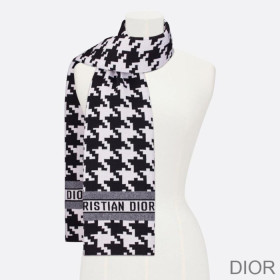 Dior Scarf Macro Houndstooth Technical Cashmere and Wool Black