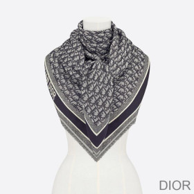 Dior Shawl D Oblique Wool, Silk and Cashmere Navy Blue