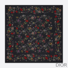Dior Shawl Jardin Botanique Silk, Wool and Cashmere Black