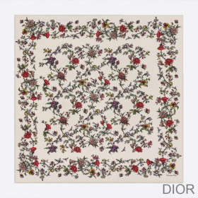 Dior Shawl Jardin Botanique Silk, Wool and Cashmere White