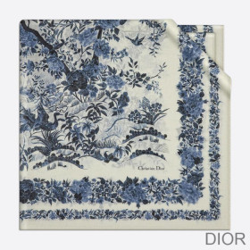 Dior Shawl Jardin d''Hiver Cashmere and Silk Blue