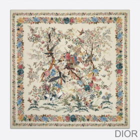 Dior Shawl Jardin d''Hiver Cashmere and Silk White