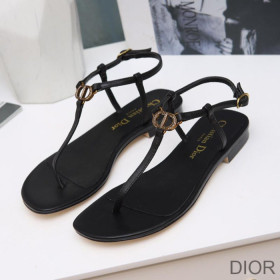 Dior Signature Sandals Women Lambskin Black