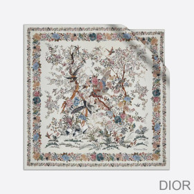 Dior Square Scarf Jardin d''Hiver Silk White