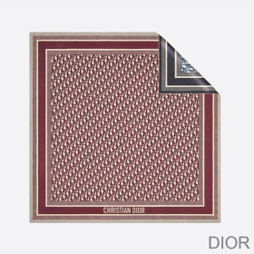 Dior Square Scarf Oblique Diortwin Silk Burgundy/Navy Blue