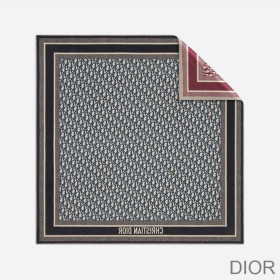 Dior Square Scarf Oblique Diortwin Silk Burgundy/Navy Blue
