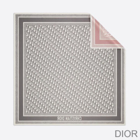 Dior Square Scarf Oblique Diortwin Silk Cherry/Grey