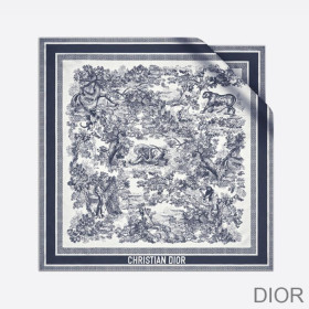 Dior Square Scarf Toile de Jouy Silk Blue